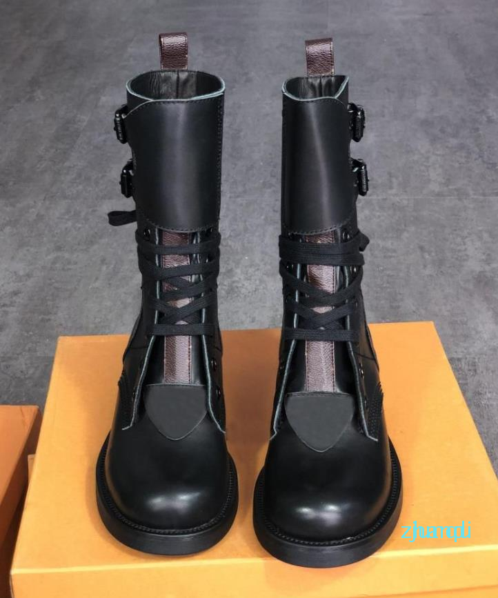 

Combat Boots Ankle Boots Martin Shoes Metropolis Flat Ranger Women Canvas Leather Winter Lace-Up Booties, Black 1