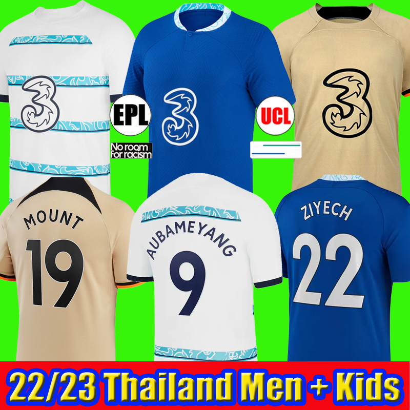 

CFC soccer jersey AUBAMEYANGs 22 23 STERLING CUCURELLA ZIYECH PULISIC MOUNT KANTE HAVERTZ WERNER JAMES 2022 2023 football shirt men kids kit sets uniforms, 2223 third kids + sock