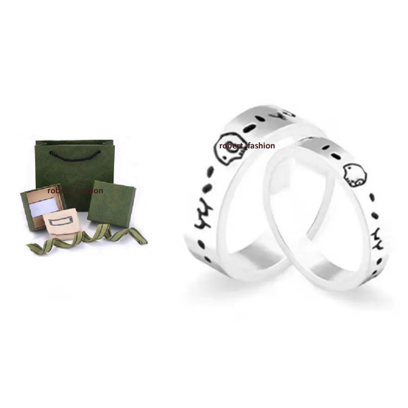 

Women Men Ghost Skull Ring Letter Rings Gift for Love Couple Fashion Jewelry Accessories
