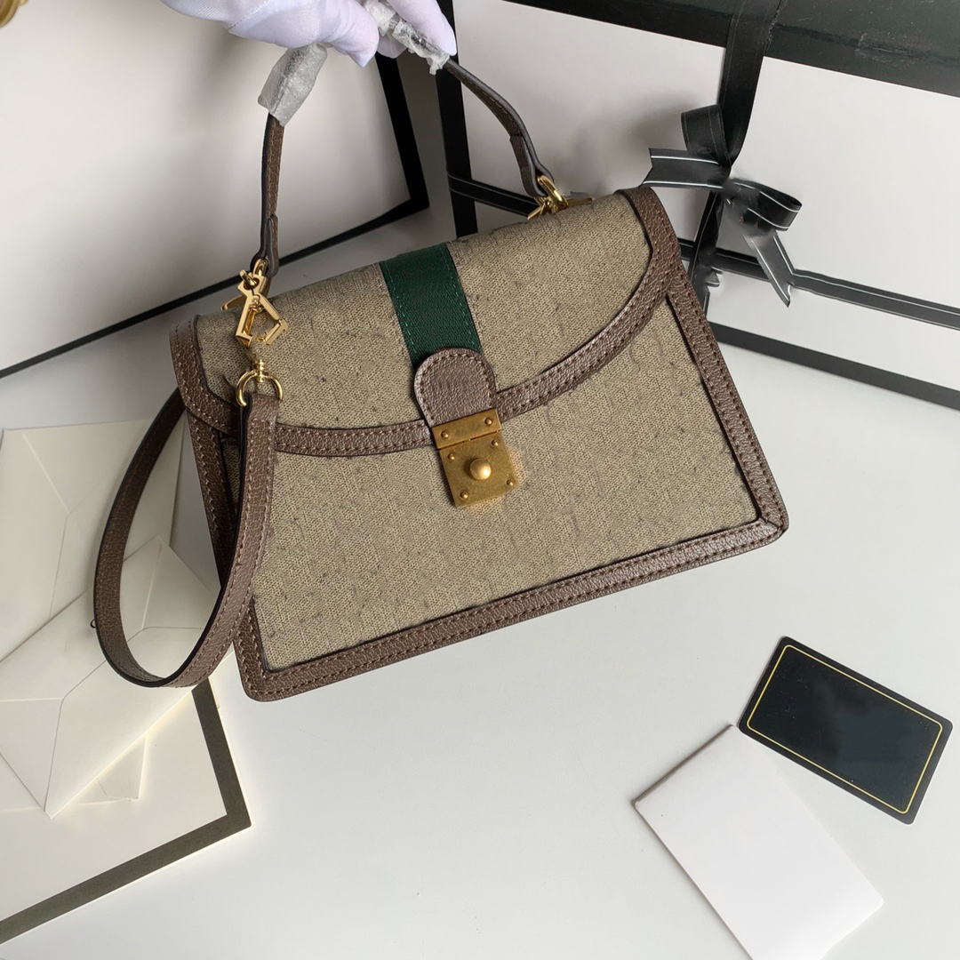Shopping bag Tote bag with detachable shoulder strap square vintage fusion classic webbing and G-shaped one-shoulder luxury designer handbag