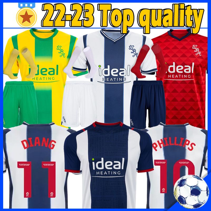 

2022 2023 WEST Bromwich BROM soccer jerseys 21 22 Albion amiseta de futbol Robson Kanu Robinson GRANT Mowatt men kids kit socks full set moh, 21-22 home
