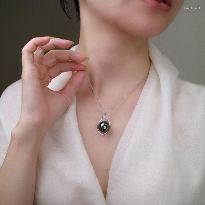

Choker Tahitian Black Pearl Pendant S925 Silver Bead Necklace Temperament Women's Collarbone Chain Hypoallergenic