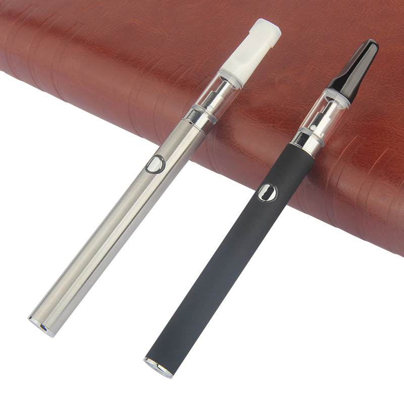 

Vaporizer Pen Ceramic Coil E Cigarette Cartridges Starter Kit Rechargeable Bud Disposable Ecig 350mAh Bottom Charge USB Battery Vape Empty Carts, Stainless steel color