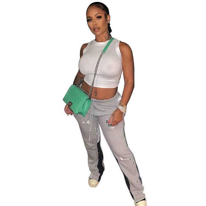 

Women Stacked Black Sweat Pants Designer Sports Leggings Cargo Pants Jeans Fashion Letter Printed Loose Drawstring Sweatpants, Orange