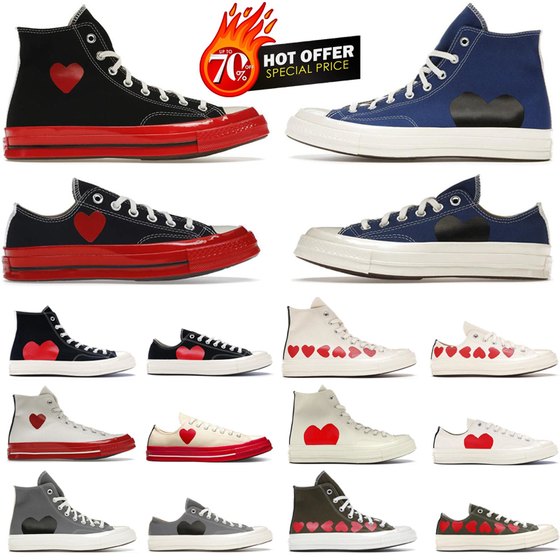 

70 Hi 70s CDG Casual shoes Canvas Mens Womens sneakers New Style of PLAY Egret Red Midsole low Grey high EUR 35-44, #2 play black low(1)