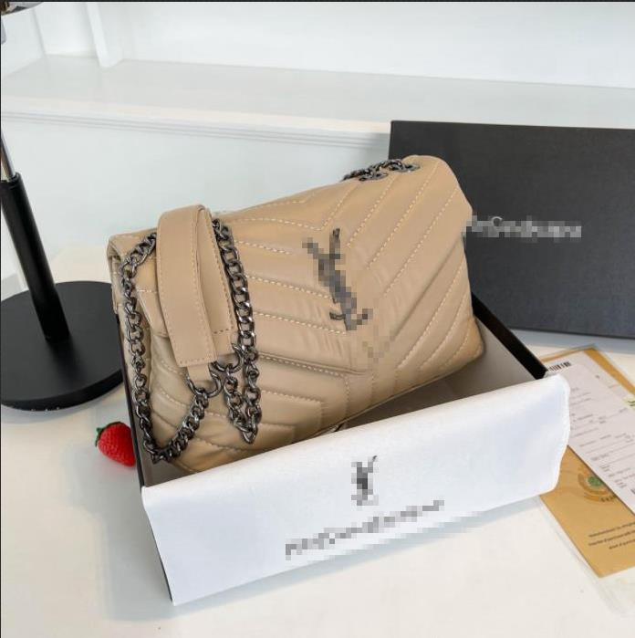 

Designer handbags HOT square fat LOULOU chain bag real leather women's bag large-capacity shoulder bags 25cm and 32cm high quality quilted messenger, A+