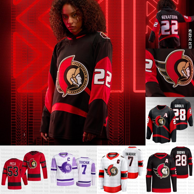 

Ottawa 2022 Reverse Retro Jersey Brady Tkachuk Alex DeBrincat Tim Stuetzle Drake Batherson Erik Brannstrom Claude Giroux Thomas Chabot Josh Norris Jersey, 2022 reverse retro youth s-xl