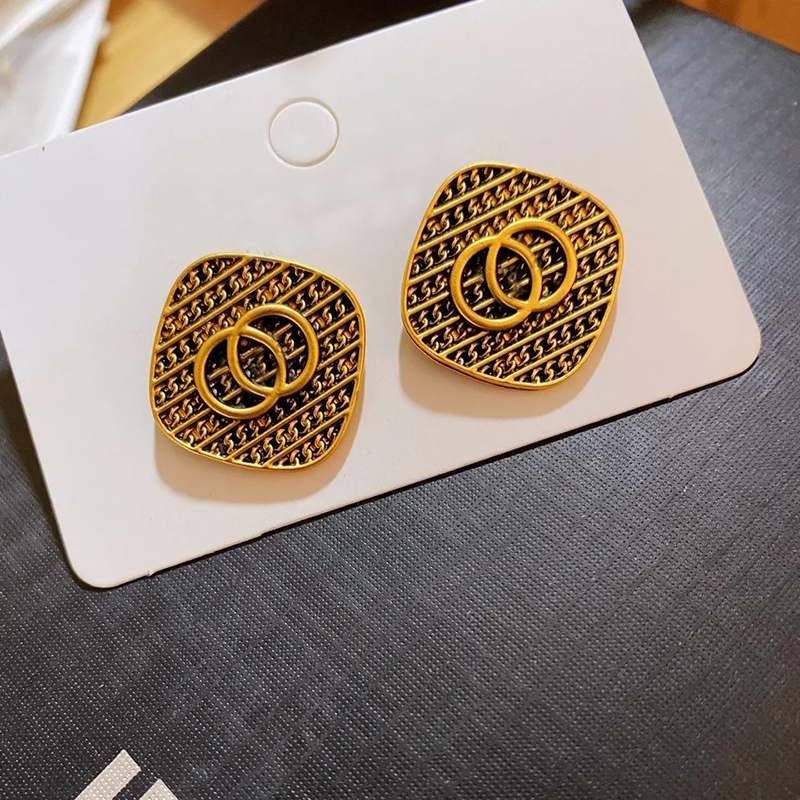 

Luxury Women Designers Bronze Letters Stud Jewelry Earring Square Ear Stud Womens Designer S925silver Studs Rome Earrings G22102607
