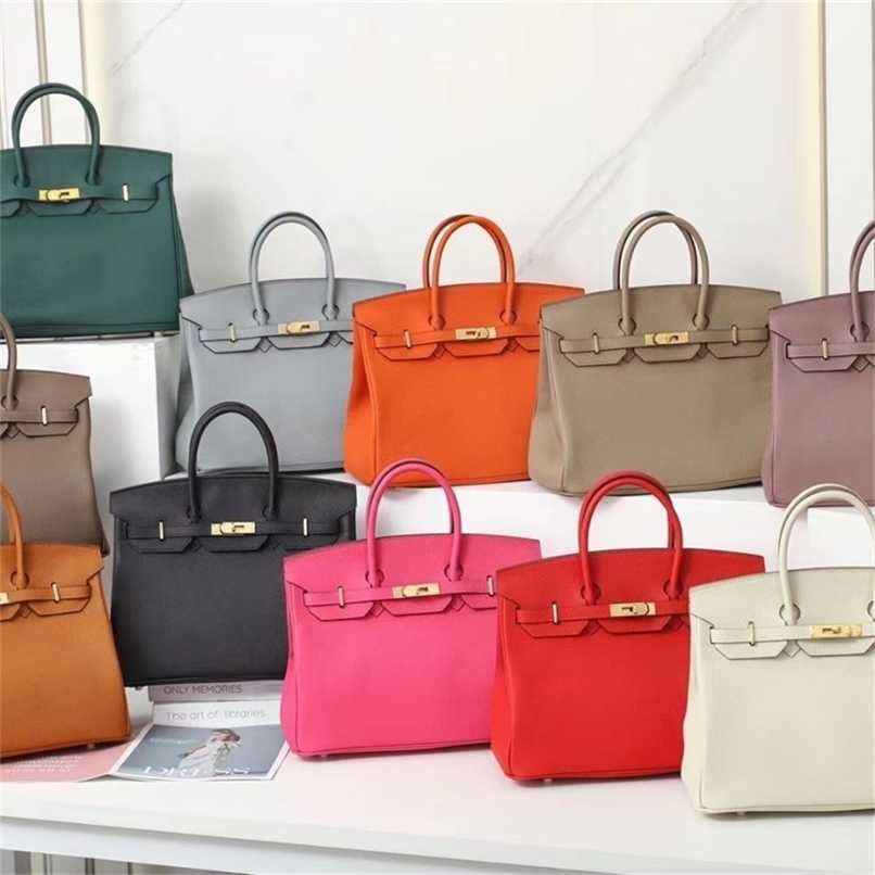 

Classic Designer Birkin Bags Herms lychee pattern bag leather large capacity handbag womens shaped bag 35cm gold buckle 11 colors 5A, Black
