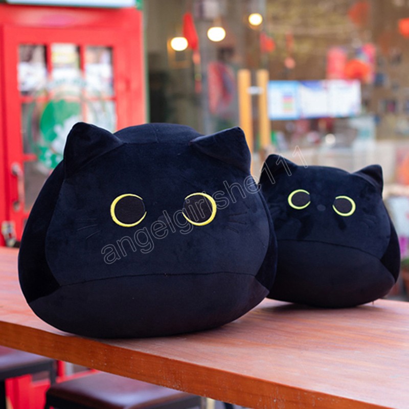

18/40cm Kawaii Black Cat Plush Toy Soft Plushie Pillows Lovely Cartoon Animal Stuffed Doll Girls Valentine Day Gifts, As picture