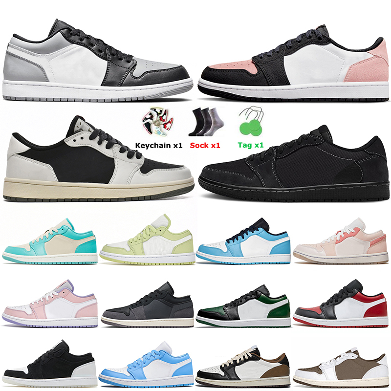 

Jumpman 1 1s Low Basketball Shoes Mens Womens Travis x Fragment Phantom Reverse Mocha Black Shadow Toe Bleached Coral 1 Sports Sneakers, A49 beaded 36-46