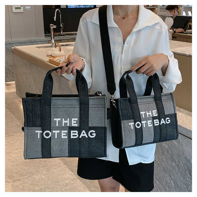 

Totes Bags Fashion Patchwork Denim Tote Bag Designer Letters Women Handbags Luxury Shoulder Crossbody Casaul Big Shopper Purses 221103, Black small