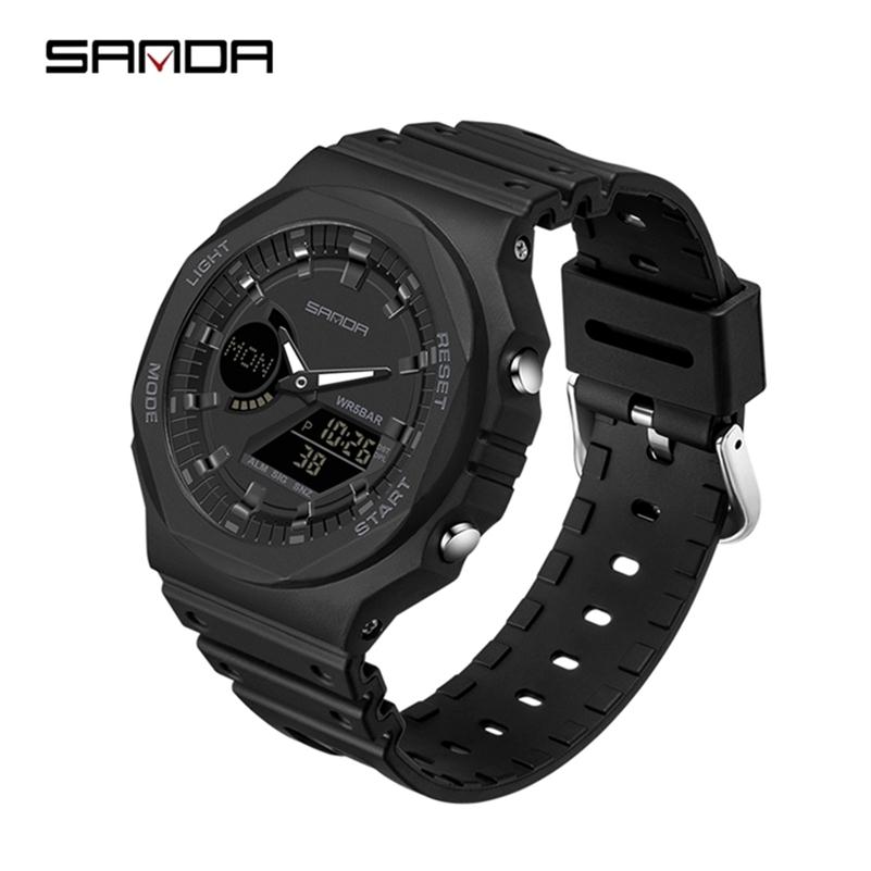 

SANDA Casual Men's Watches 50M Waterproof Sport Quartz Watch for Male Wristwatch Digital G Style Shock Relogio Masculino 220530181S, Black white