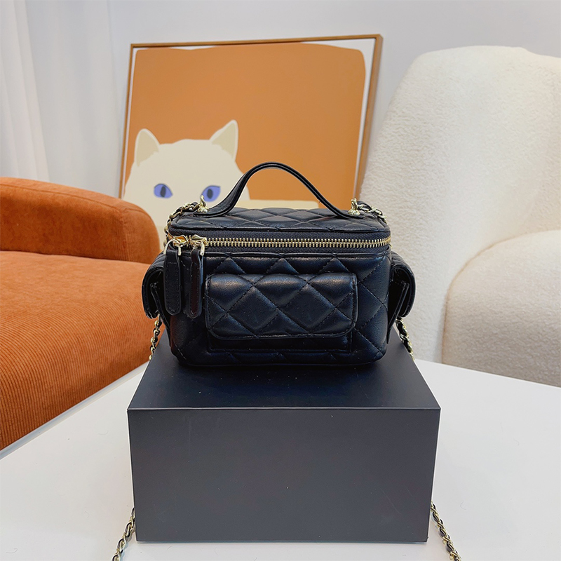 

designer bag wallet women luxury bags toiletry Bags pouch handbag purse card holder crossbody genuine leather portefeuille pochette Diamond, Black