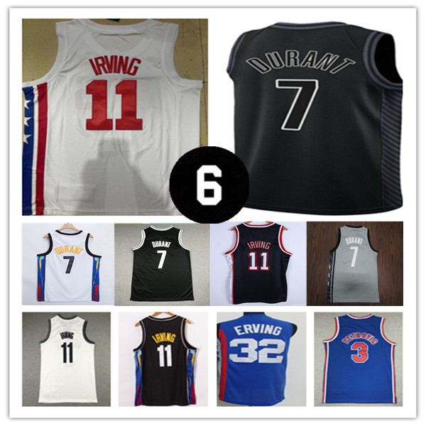 

Kevin 7 Durant Kyrie 11 Irving Brooklyn Basketball Jerseys Stitched Vintage Julius 32 Erving Drazen 3 Petrovic Maillots de basket With No 6 Patch Bill Russell Men, As pic