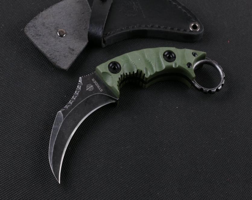 

Strider Defence Karambit Knife D2 Stonewashed Blade G10 Handle Tactical Camping Hunting Survival Pocket Military EDC Tools Xmas Co6960197