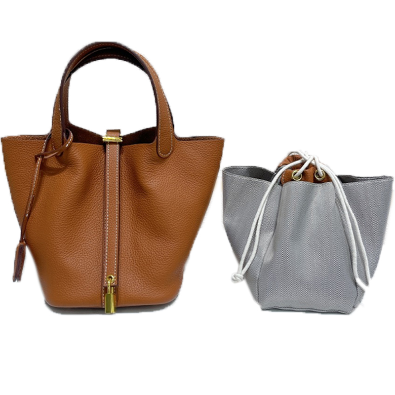 

Fashion Designer Tote Bag Genuine Leather luxurys Bucket Handbag gold palladium hardware Lady open simple bag Women Calfskin picotin With bladder MM 18cm, Customized not sold separately