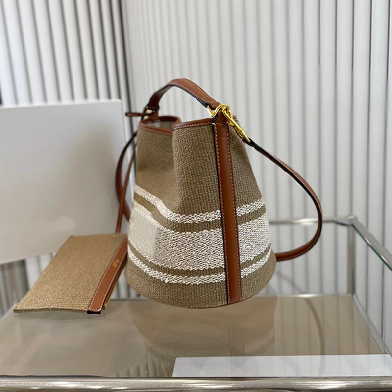 

Luxury Handbags Tote Bag Designer Bags Letter Bucket Women Shoulder Bag Classic Straw Fashion Crossbody Messenger Purses Shopping Wallet triomp Ce Pochette, Khaki