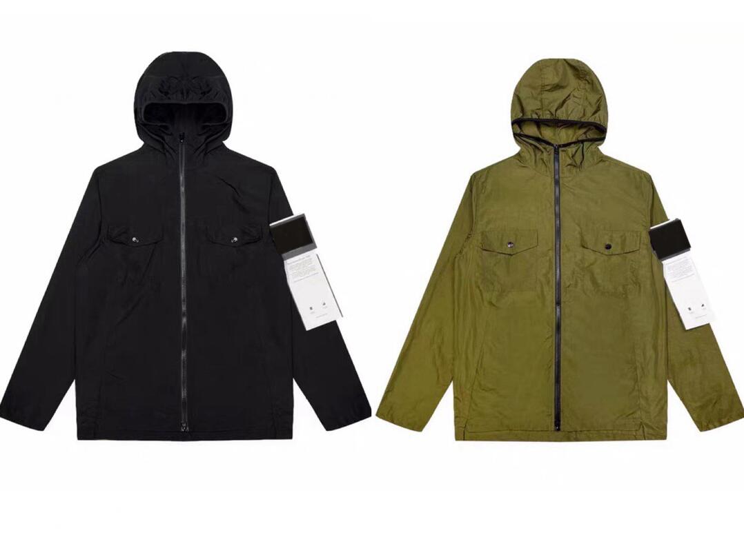 

STONE 23SS Mens jacket Fashion style autumn and winter ISLAND Badge Embroidered Long Sleeve brand coat outdoor sun proof clothing Hooded jackets coat 01, Black