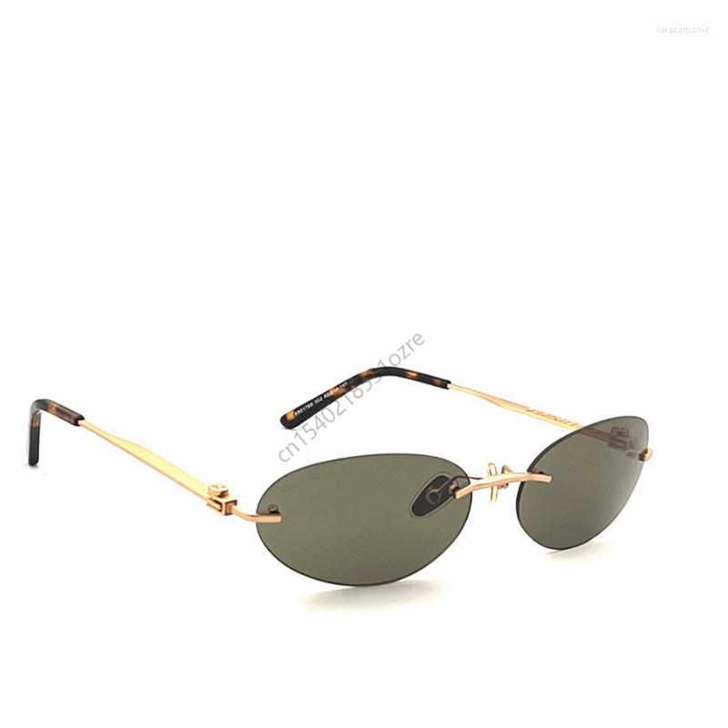 

Sunglasses 0179 Oval Polarized Light Gradient Silver Mirror Ladies Sun Glasses 2022 Vintage Summer Rimless Driving