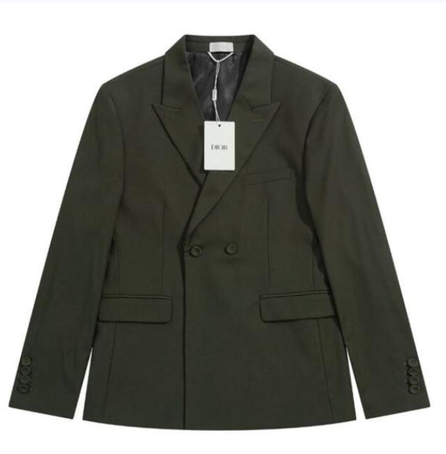 Dior SS22 Autumn and Winter Tactical Jackets New Light Green Men's Suit Business Commuter Versatile Fashion Fashion Solid Double breasted
