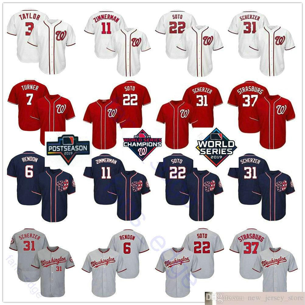 

College Wears2019 World Series Champions Washington Juan Soto Nationals Jersey Max Scherzer Trea Turner Ryan Zimmerman Stephen Strasburg Men, Kids size only s-xl