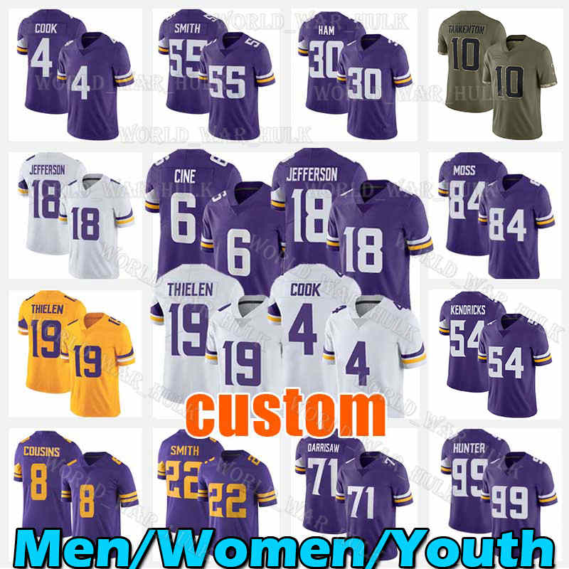 

Mens Football Jerseys rain wear 18 Justin Jefferson Dalvin Cook Harrison 55 ZaDarius Smith Adam Thielen Randy Moss Kirk Cousins Minnesotas Vikings Danielle Hunter E, Women jersey(w j r)