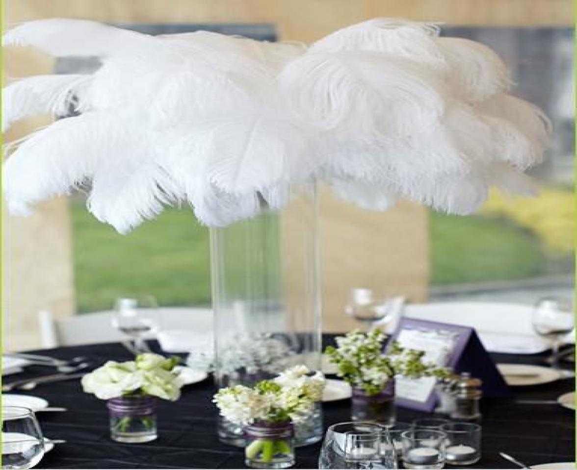 

whole 200pcslot 1012inch Ostrich Feather Plume whiteWedding centerpieces table centerpiece decor party event decor8693208