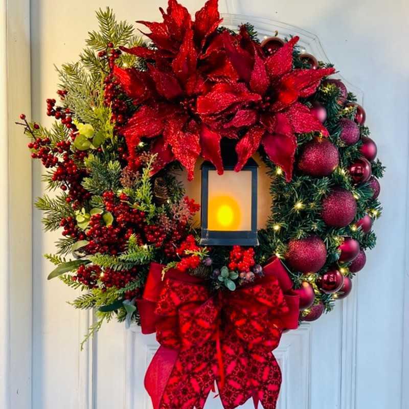 

Christmas Decorations New 30 30CM Jesus Theme Christmas Wreath Front Door /Wall Christmas Decor Party Scene Layout Props Home Garden Farmhouse Garland T220929