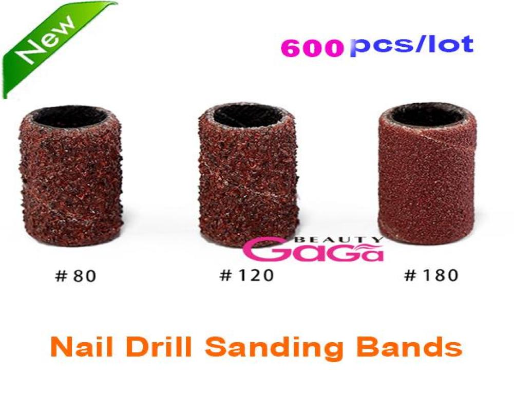 

Whole 600pcslot 50pcspack with size 80 120 180 accessory For Manicure Pedicure Nail tools Machine nail drill bits Sanding B9958987
