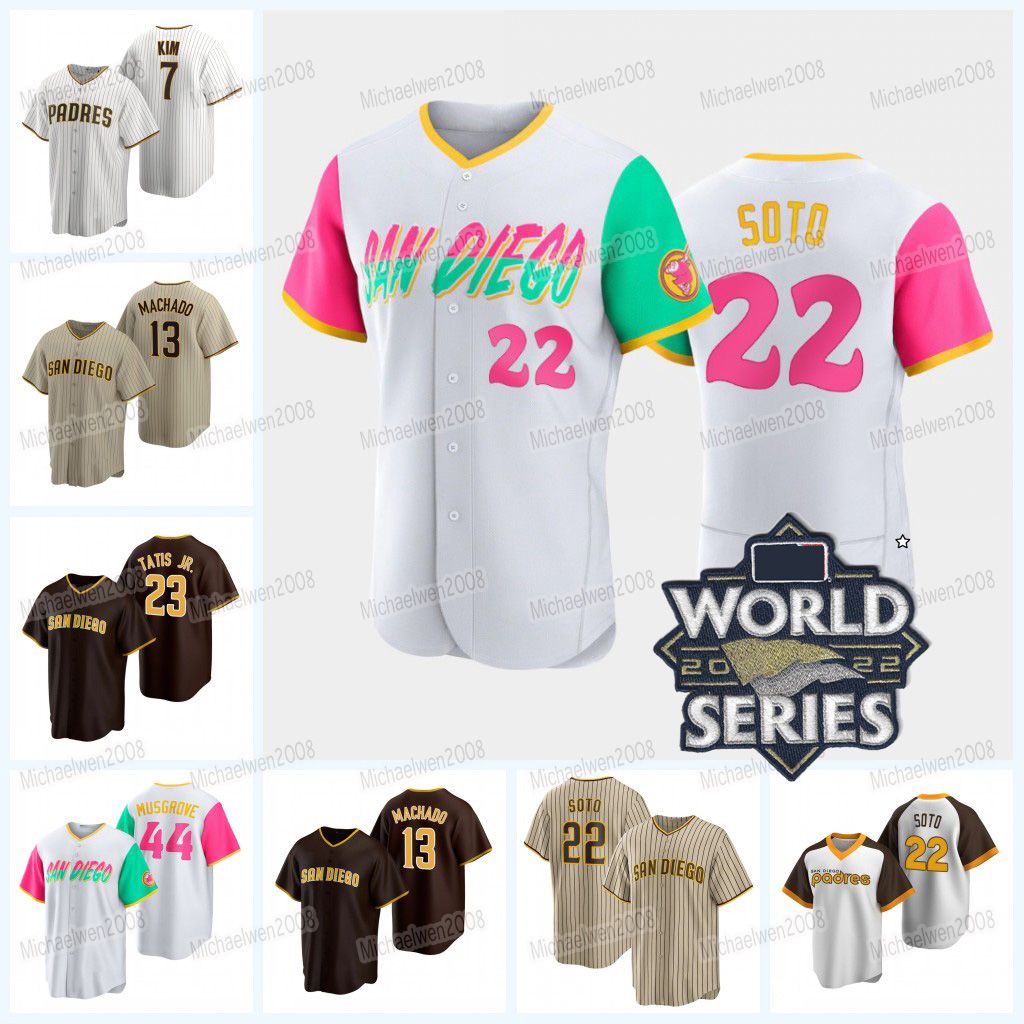 

College wear San Diego Juan Soto Padres Jersey World Series Manny Machado Yu Darvish Mike Clevinger Ha-Seong Kim Joe Musgrove Fernando Tatis, Women cool base(all star game)