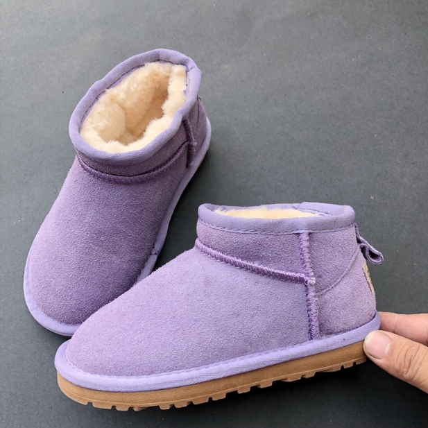 Cowhide Children's Snow Boots Short Boots Winter Warm Ankle Toddler BoysAnti slip Wear resistant Children's Shoes