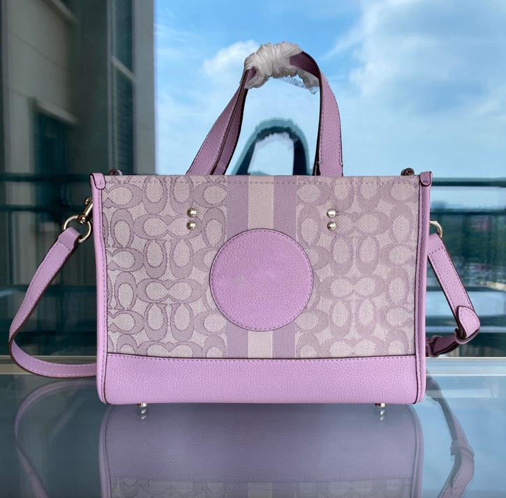

New women's Tote bag classic printed canvas with leather large volume hand bill of lading shoulder crossbody bag, Purple
