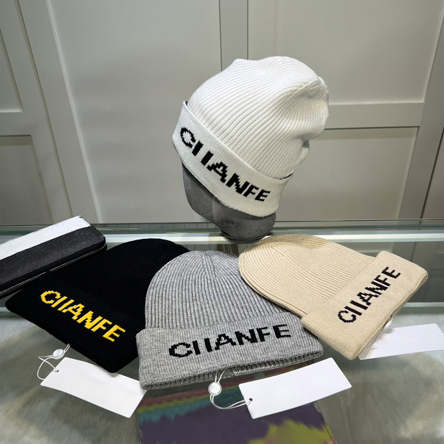 

Fashion Beanie Cap for Man Woman Luxury Skull Caps Winter Knitted Hat Classic Hats 4 Colors Optional, C1