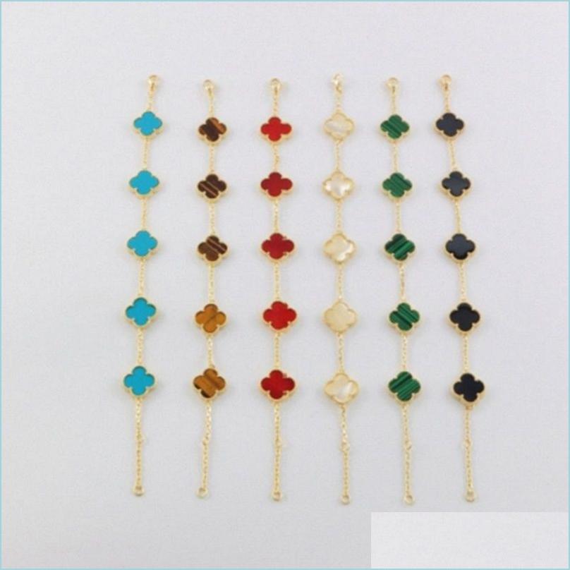 

Chain Fashion Womens Luxury Designer Chain Bracelet Five Flowers Fourleaf Clover Bracelets 18K Gold Jewelry Drop Delivery 2022 Dhyag