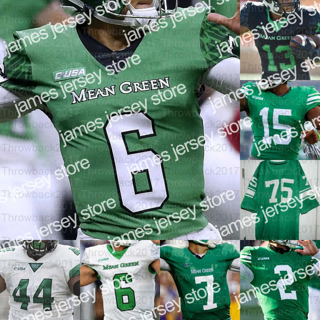 

American College Football Wear Custom North Texas UNT Mean Green College Football Jerseys Joe Greene Mason Fine Tre Siggers Jaelon Darden Michael Lawrence Hamilton, White ii