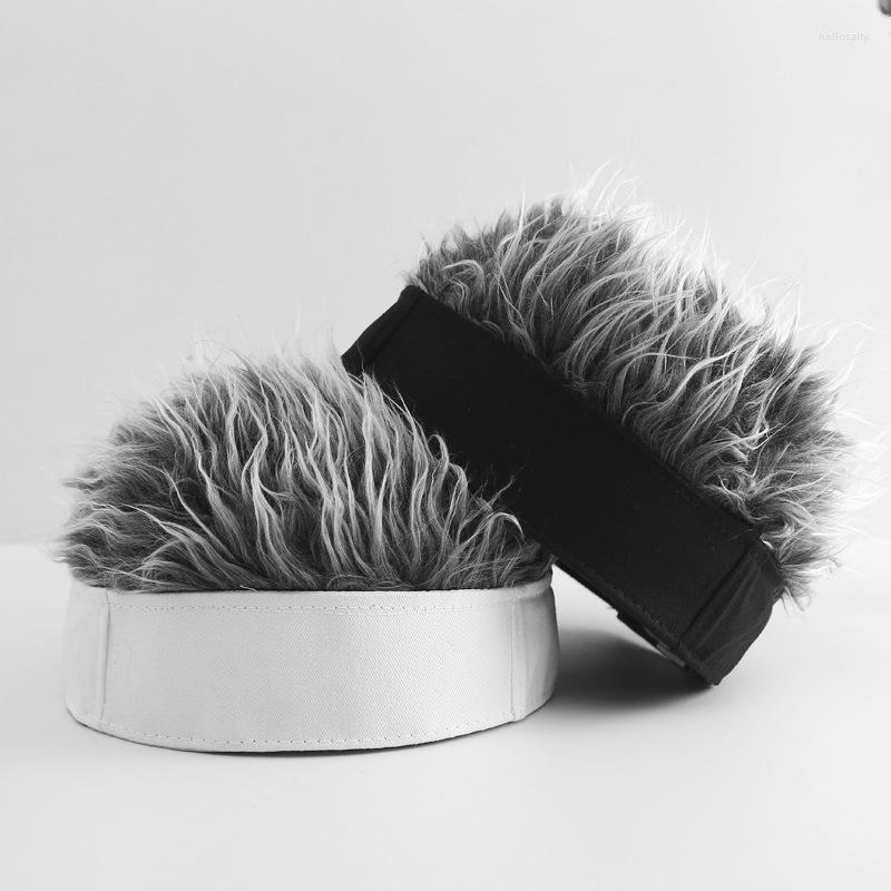 

Berets Camouflage Hat Wigs Beanie Cap Toupee Women Men Sports Outdoor Rock Punk Street Wig Fake Hair Hip Hop Caps, Black