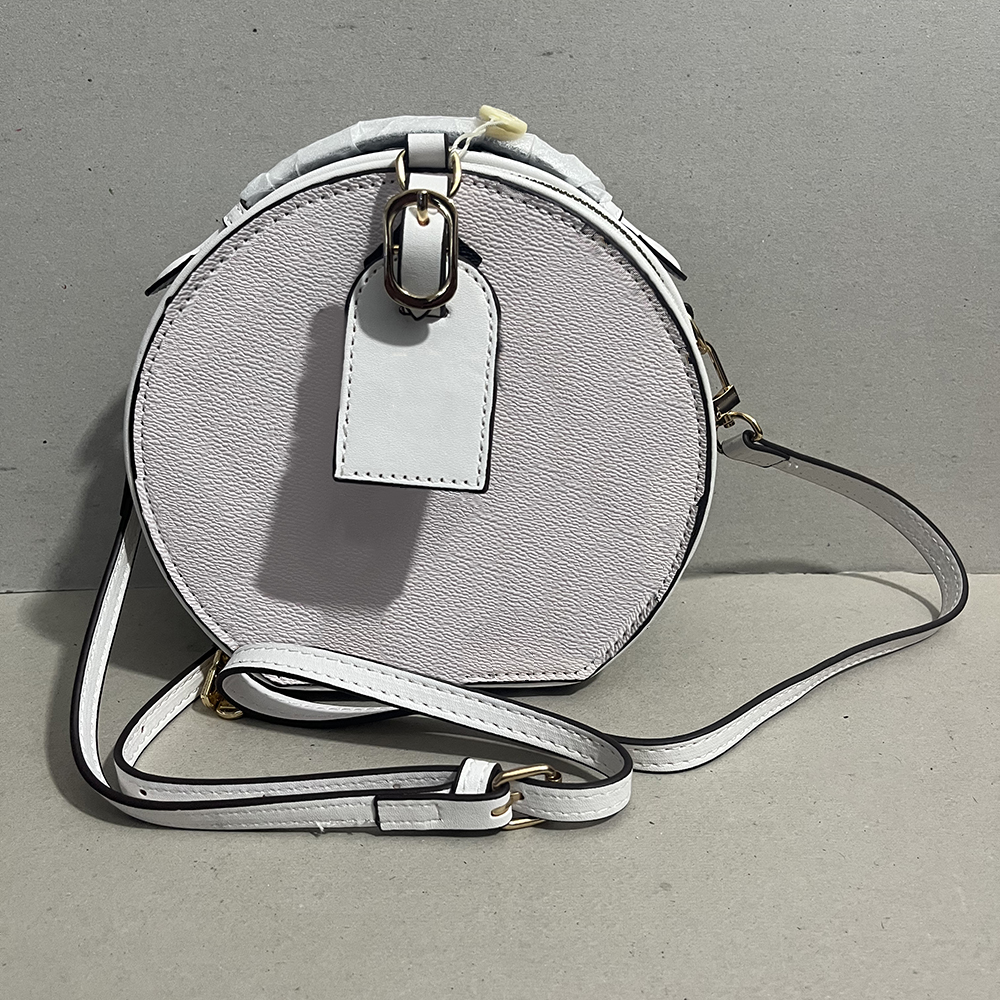 

Women Circular Handbags Round Crossbody Bag Designers Shoulder Purse Classic Flower Genuine lvs Leather Strap Handle Luxury Lady Cosmetic Wallet 30piece/bag, Black