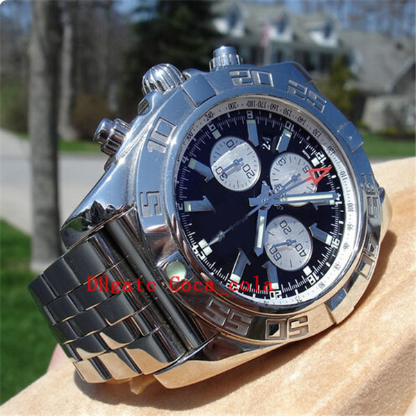 

Factory Wristwatches top-quality Luxury quartz chronography AB0410 Chronomat GMT Stainless Steel Men Men's watch dress watches, Black