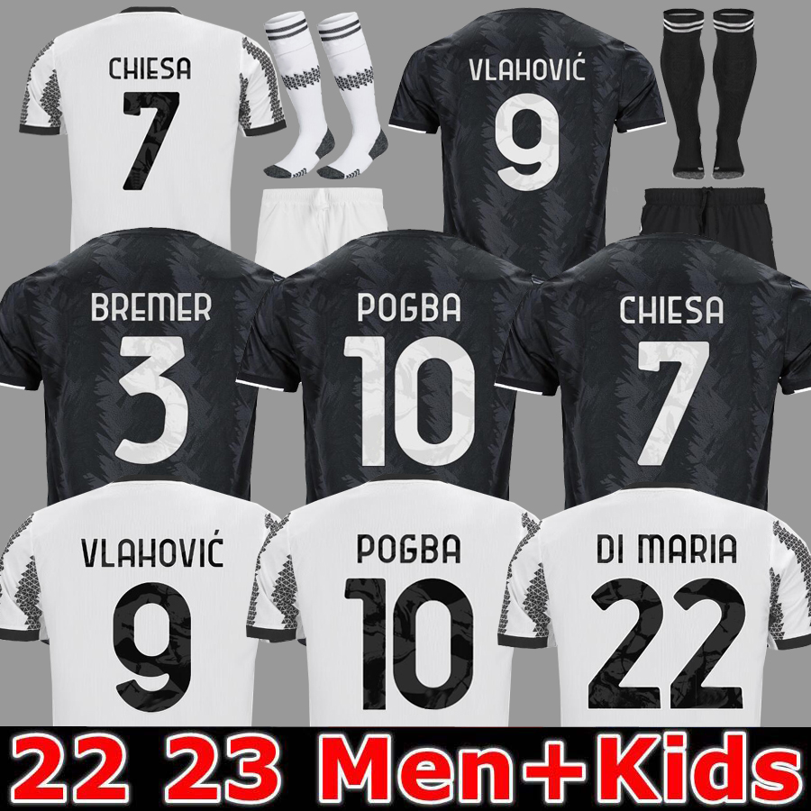 

2022 2023 soccer jersey home away fans player version MILIK DI MARIA VLAHOVIC KEAN POGBA CHIESA McKENNIE LOCATELLI top 22 23 Kits men Kids unifor BONUCCI BREMER DANILO, 22 23 away kids