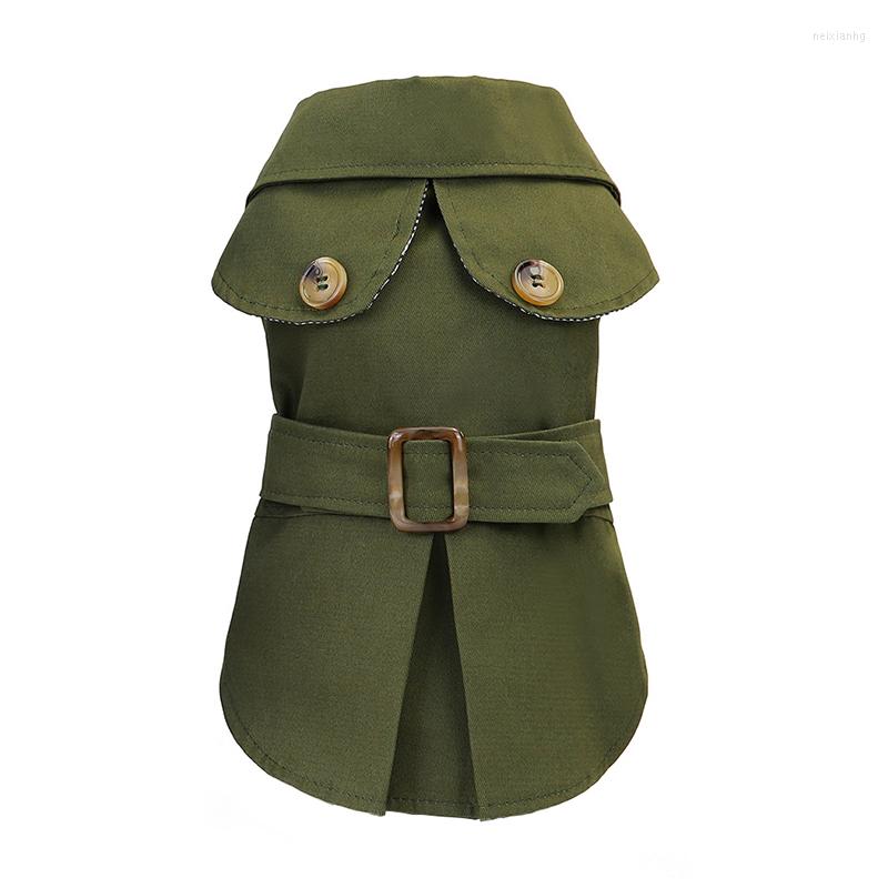 

Dog Apparel Coat Trench Pet Jacket Autumn Winter Clothes For Small Dogs Yorkie Belt Decor Puppy Cat Costume Poodle Chihuahua Outfits, Army green