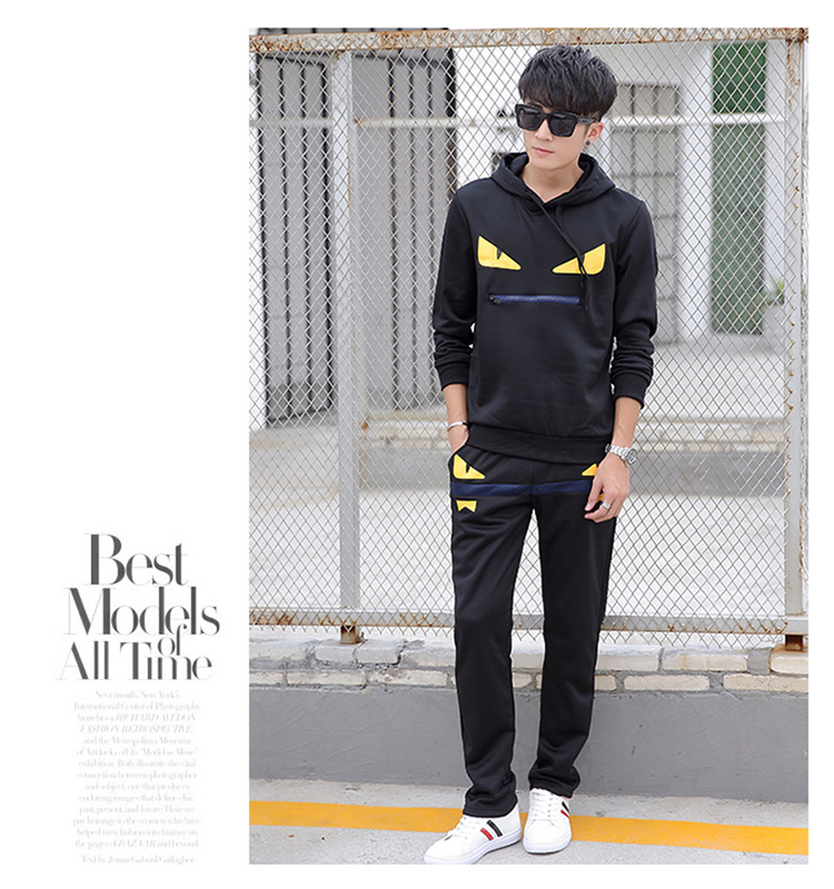 

Mens Casual Tracksuits Devil Eye Letter Print Sweatsuits Hommes Jogger Fit Suits Pollover Hooded Hoodies Long Pants Outfits, Navy blue