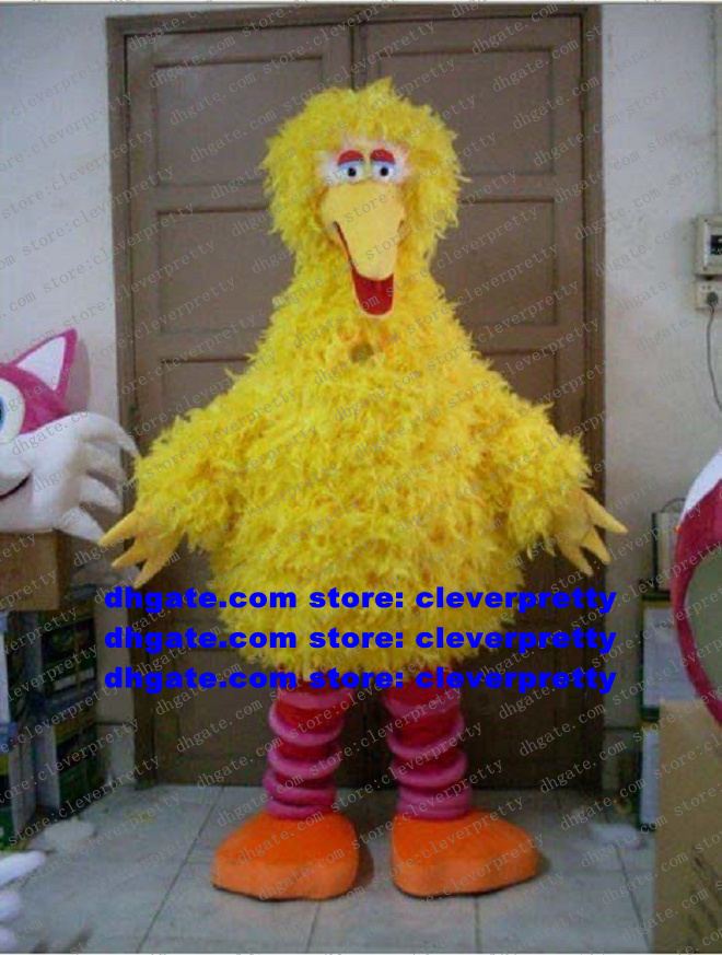 

Yellow Big Bird Mascot Costume Mascotte Sesame Street Plush Long Fur Adult Cartoon Character Outfit Suit Performing Arts Grad Night No.534, As in photos