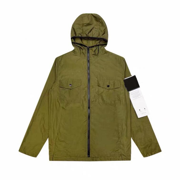 

STONE 23SS Mens jacket Fashion style autumn and winter ISLAND Badge Embroidered Long Sleeve brand coat outdoor sun proof clothing Hooded jackets coat 06, Black