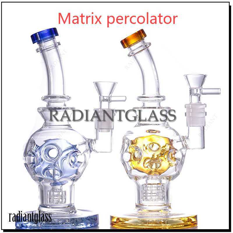 

Hookahs Swiss perc mini bong Glass Bongs Fab Beach Ball Matrix percolator for tobacco smoking handmade with 14mm glass bowl