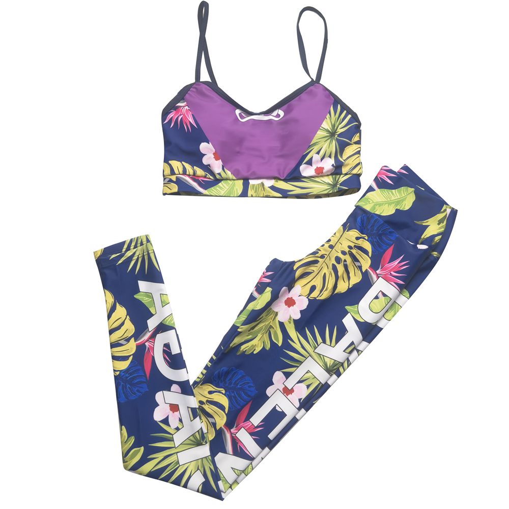 

Womens Leggings suits yoga outfits summer Fashion leggings luxury designers solid color tracksuit gym suit bras top and long pants sets letters print sports wear, D-blue