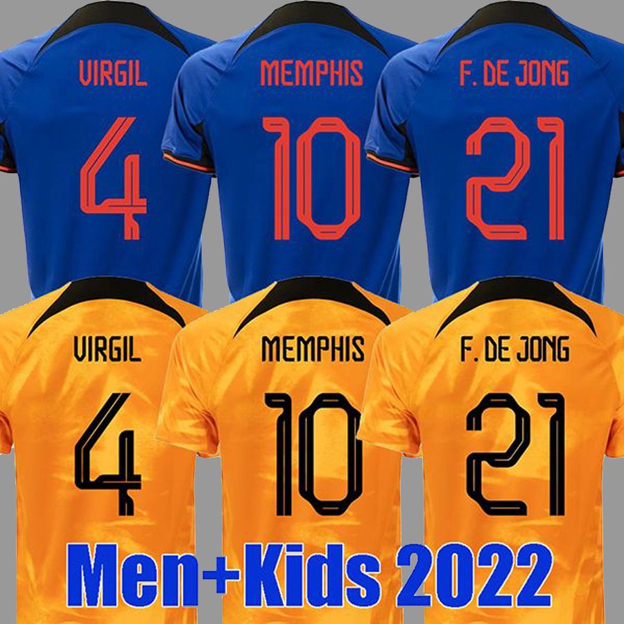 2022 2023 Pays-Bas Memphis Soccer Jersey de Jong Holland de Ligt Wijnaldum van Dijk 22 23 Kirt de football Kid Kit Dumfries Maillot Camiseta Cami