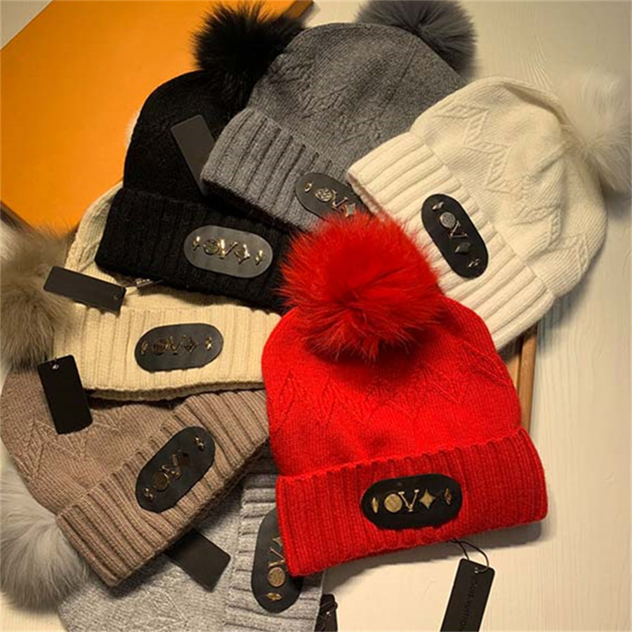 

Fashion Knitted Hat Designer Skull Caps Mans Woman's Winter Hats Letter Design 7 Color High Quality, C1