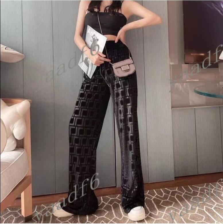 

designer 2022 New fall high-end womens pants fashion sportswear luxury velvet wide legs 3D embossed F letter comfortable and casual-T2ZC, White