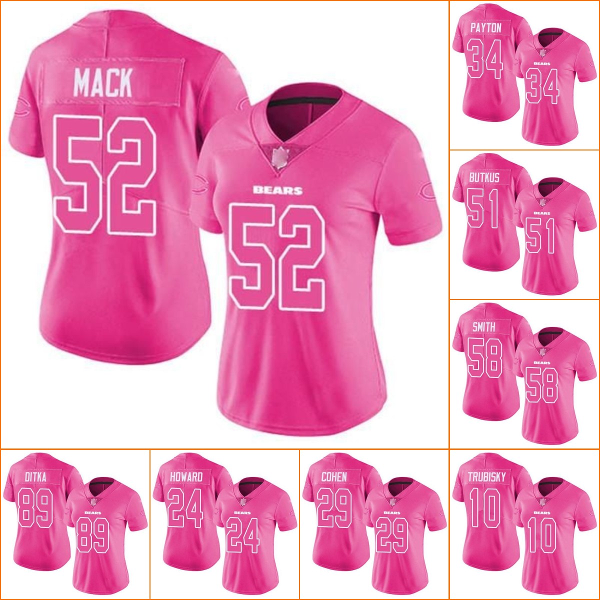 

Jersey Wholesale Custom Chicago''Bears''Football Pink new Rush Men Women Youth, 11